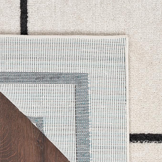 Nourison Home Nourison Essentials Ivory/Black 6' x 9' Area Rug - Easy Clean, Non Shedding, Bed Room, Living Room, Dining Room, Kitchen (6' x 9')