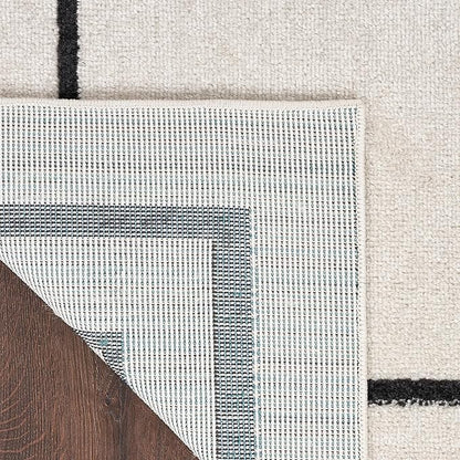 Nourison Home Nourison Essentials Ivory/Black 6' x 9' Area Rug - Easy Clean, Non Shedding, Bed Room, Living Room, Dining Room, Kitchen (6' x 9')