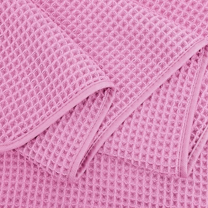 POLYTE 430 GSM Poly Blend Microfiber Quick Dry Waffle Bath Towel, 30x60 in | 4 Pack, Oversize, Lint Free, Body Towel