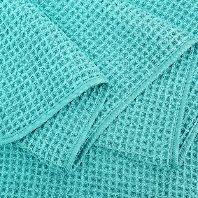 POLYTE 430 GSM Poly Blend Microfiber Quick Dry Waffle Bath Towel, 30x60 in | 4 Pack, Oversize, Lint Free, Body Towel