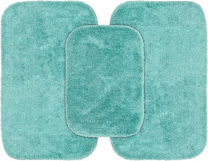 Garland Rug Traditional Nylon Washable Sea Foam 3 Bath Rugs (17" X 24", 21" X 34", 21" X 34") - Soft, Absorbent, and Stylish for Your Bathroom