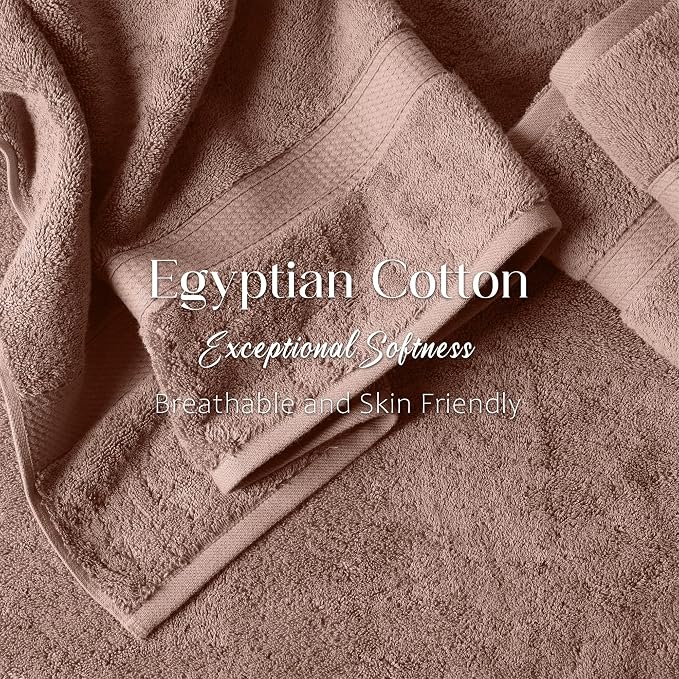 Superior Egyptian Cotton Plush Absorbent, Bath Towel Set of 2, Muted Mauve | Quick Dry, Soft Luxury Towel Set, Bath Essentials for Bathroom, Guest Bath, Spa, 2 Piece Bath, Madeline Towels