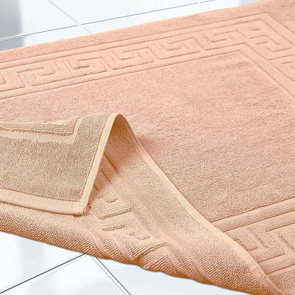 Superior Heavyweight Cotton Bath Mats, Bath Rugs For Bathroom Accessories, Washable Rug For Shower, Bath, Toilet, Modern Decor, No Backing, Luxury Hotel And Spa Quality, Set of 2, 22" x 35", Peach