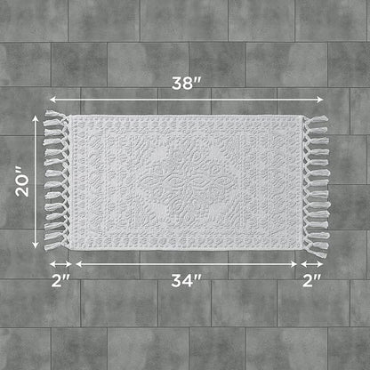 French Connection Nellore Bath Rugs, Woven and Beaded Bath Mats, Durable and Thick Bath Mats for Bathroom and Shower Rugs, 20" x 38", Light Grey