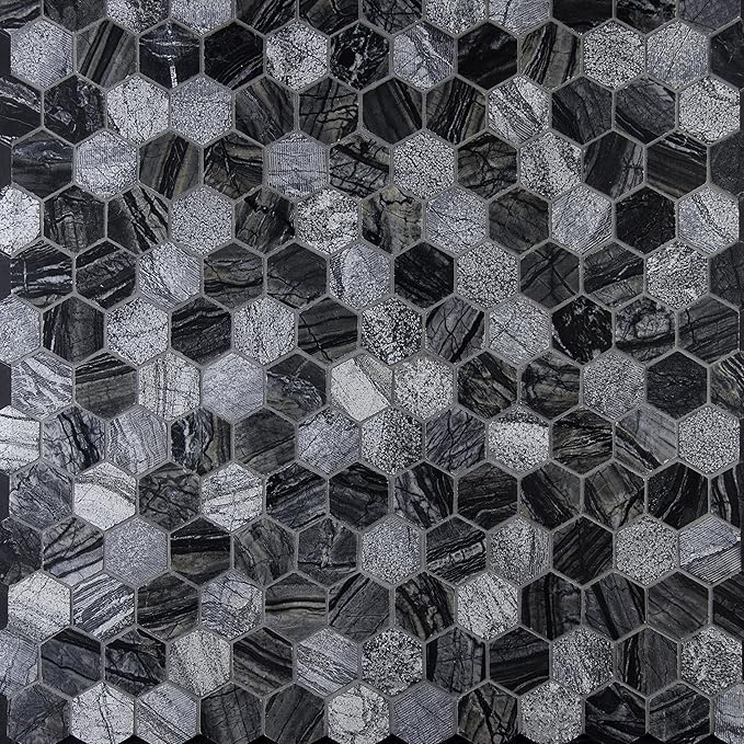 MSI Henley Hexagon Natural Marble Tile for Kitchen Backsplash, Wall Tile for Bathroom, Accent Wall Tile, and Shower Wall Tile, 11.81 in.