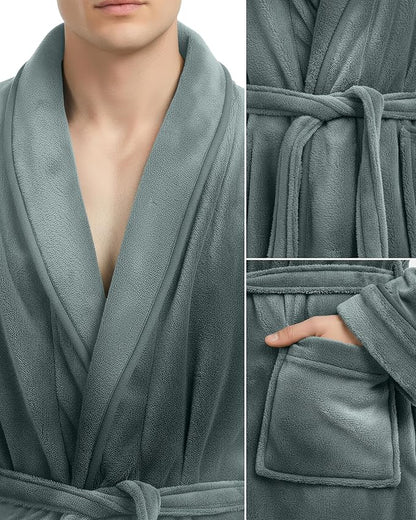 NY Threads Mens Robe, Luxury Plush Fleece Mens Bathrobe, Spa Bath Robe for Men
