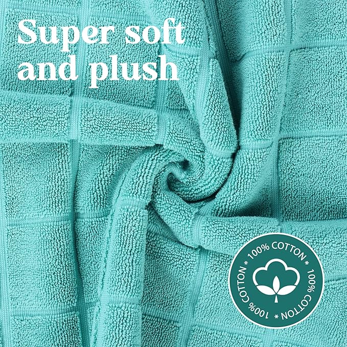 Superior 100% Cotton Bathmat Set, Bath Mats, Bathroom Decor, Shower, Bathtub Essentials, Home Accessories, Small Washable Rug, No Backing, Heavyweight, Nora Collection, Set of 2, 22" x 35", Turquoise