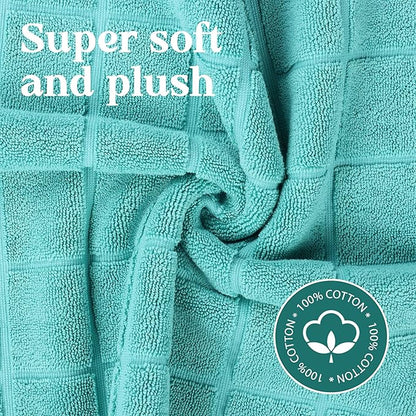 Superior 100% Cotton Bathmat Set, Bath Mats, Bathroom Decor, Shower, Bathtub Essentials, Home Accessories, Small Washable Rug, No Backing, Heavyweight, Nora Collection, Set of 2, 22" x 35", Turquoise