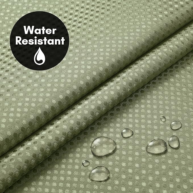 Americanflat 72x75 Hookless Waffle Pattern Shower Curtain - Water-Resistant Long Shower Curtain with Sheer Panel, Snap-in Liner, and Durable Grommets - 100% Polyester - Green