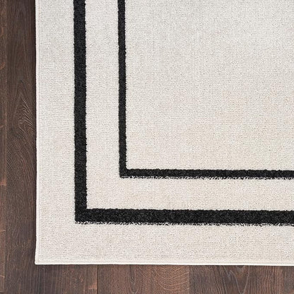 Nourison Home Nourison Essentials Ivory/Black 2' x 6' Area Rug - Easy Clean, Non Shedding, Bed Room, Living Room, Dining Room, Kitchen (6' Runner)