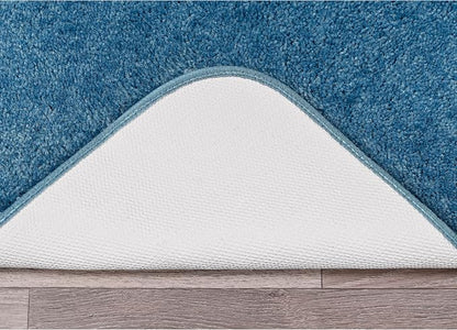 Garland Rug Traditional Nylon Washable Basin Blue 3 Bath Rugs (17" X 24", 21" X 34", 21" X 34") - Soft, Absorbent, and Stylish for Your Bathroom