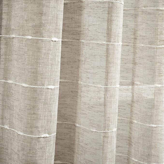 Lush Decor Farmhouse Textured Sheer Window Curtain Valance, 52"W x18"L, Neutral