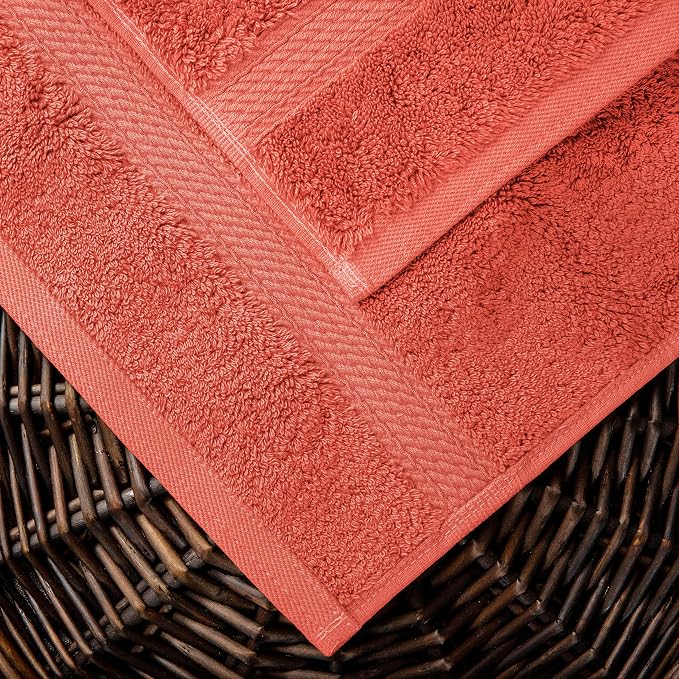 SUPERIOR Egyptian Cotton Ultra Plush & Absorbent, 10 Piece Set, Coral | Quick Dry, Soft Luxury Towel Set, Bath Essentials, Guest Bath, Spa, 2 Bath, 4 Hand, 4 Face Towels, Madeline Towels