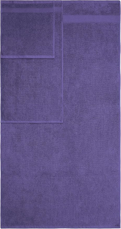 American Veteran Towel, 6 Piece Towel Set for Bathroom, 100% Cotton Turkish Bathroom Towels, 2 Bath Towels 2 Hand Towels 2 Washcloths, Purple
