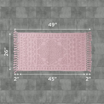 French Connection Nellore Bath Rugs, Woven and Beaded Bath Mats, Durable and Thick Bath Mats for Bathroom and Shower Rugs, 26" x 49", Dusty Pink