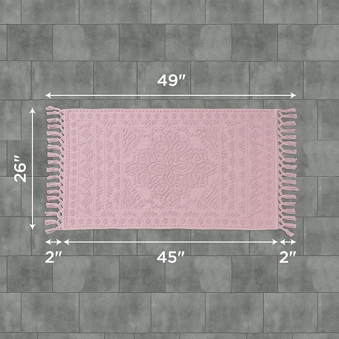 French Connection Nellore Bath Rugs, Woven and Beaded Bath Mats, Durable and Thick Bath Mats and Shower Rugs, 26" x 49", Light Purple