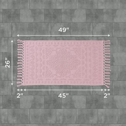 French Connection Nellore Bath Rugs, Woven and Beaded Bath Mats, Durable and Thick Bath Mats and Shower Rugs, 26" x 49", Light Purple