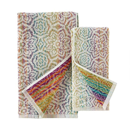 SKL Home Rhapsody Bath Towel, Premium 100% Cotton, Multi | 550 GSM weight. Spa-level quality. Soft & absorbent terry. Reversible jacquard pattern for 2-looks-in-1.