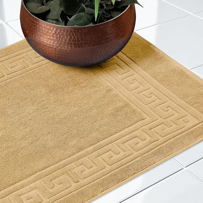 Superior Hotel & Spa Quality Bath Mat Set of 2, Made of Long-Staple Combed Cotton, Durable and Washable Bathroom Mat 2-Pack - Toast, 22" x 35" each