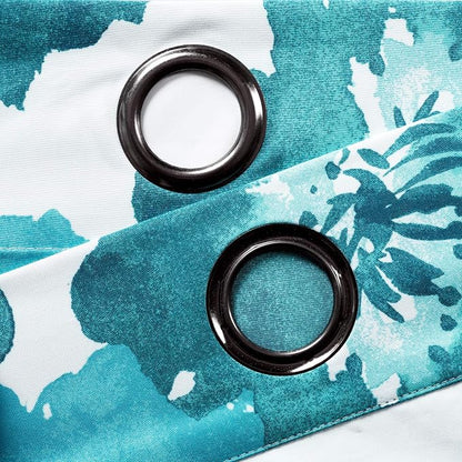 Lush Decor Julie Floral Insulated Grommet Room Darkening Window Curtain Panels Pair 38"W x 84"L Blue & Teal - Floral Curtains For Bedroom Or Living Room