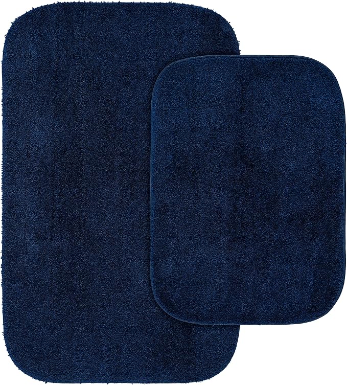 Garland Rug Traditional Bath Rug Set, 2-Piece Set, Navy