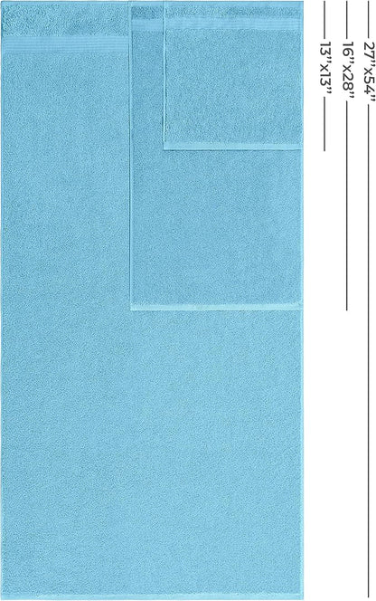 American Veteran Towel, 100% Cotton Turkish 6 Piece Towel Set Luxury Towels Set of 6 for Bathroom Essentials, 2 Bath Towels 2 Hand Towels 2 Washcloths, Sky Blue