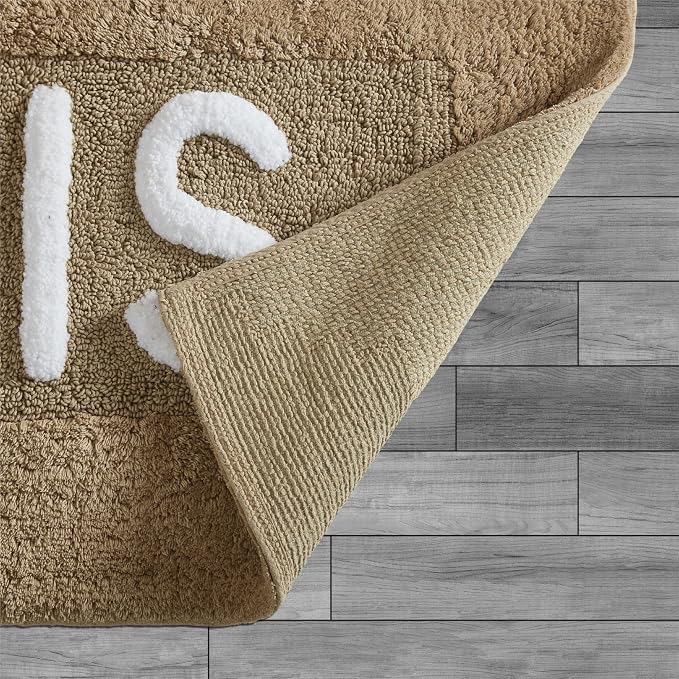 Cotton Bath Rug - Soft Cotton Bath Mat - Bathroom Decor - Water Absorbent and Machine Washable - Measures 21"x34" - His- Linen