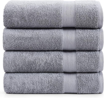LANE LINEN Bath Sheets 100% Cotton 4 Pack Oversized Soft - Grey | Oversized Shower Sheets - Generously Sized, Oversized & Roomy, Lightweight & Breathable, Fade-Resistant Color