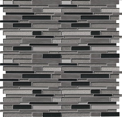 MSI Metro Gris Interlocking Blend of Glass and Stone Tile for Kitchen Backsplash, Wall Tile for Bathroom, Accent Wall Tile, and Shower Wall Tile, 12 in. x 12 in. Mesh-Mounted Mosaic Tile (10 sq. ft.)