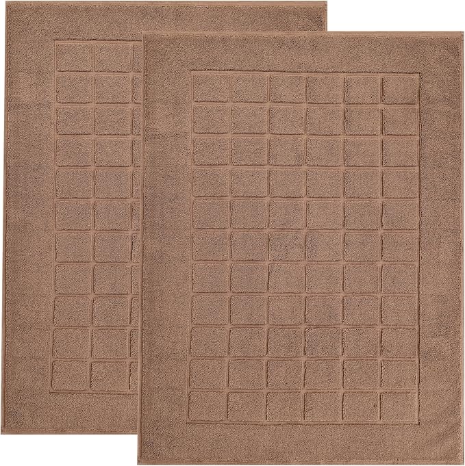Superior 100% Cotton Bathmat Set, Bath Mats, Bathroom Decor, Shower, Bathtub Essentials, Home Accessories, Small Washable Rug, No Backing, Heavyweight, Nora Collection, Set of 2, 22" x 35", Chocolate