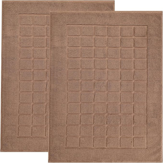 Superior 100% Cotton Bathmat Set, Bath Mats, Bathroom Decor, Shower, Bathtub Essentials, Home Accessories, Small Washable Rug, No Backing, Heavyweight, Nora Collection, Set of 2, 22" x 35", Chocolate