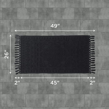 French Connection Nellore Bathroom Rugs, Woven and Beaded Mats, Durable Bath Rugs, Thick Bath Mats for Bathroom and Shower Rugs, 26" x 49", Black