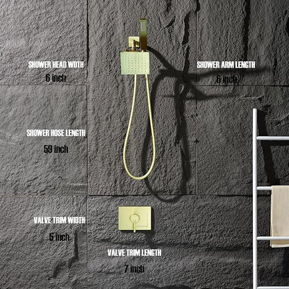 Brushed Gold Shower Fixtures - Dual shower Heads with Handheld Spray Combo, All Metal 6" Dual Head & 3-Way Diverter.