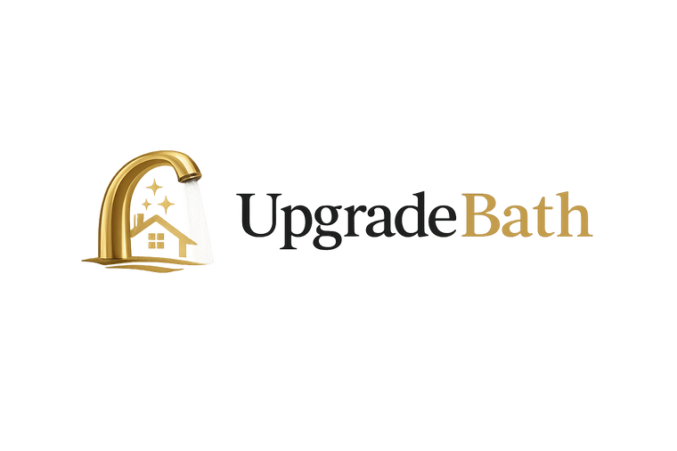 Logo for Upgrade Bath with a stylized faucet and house icon on a white background